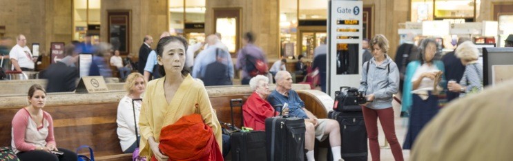 Eiko performs at Amtrak Station in Philadelphia